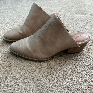 Beige Slide On Wedges